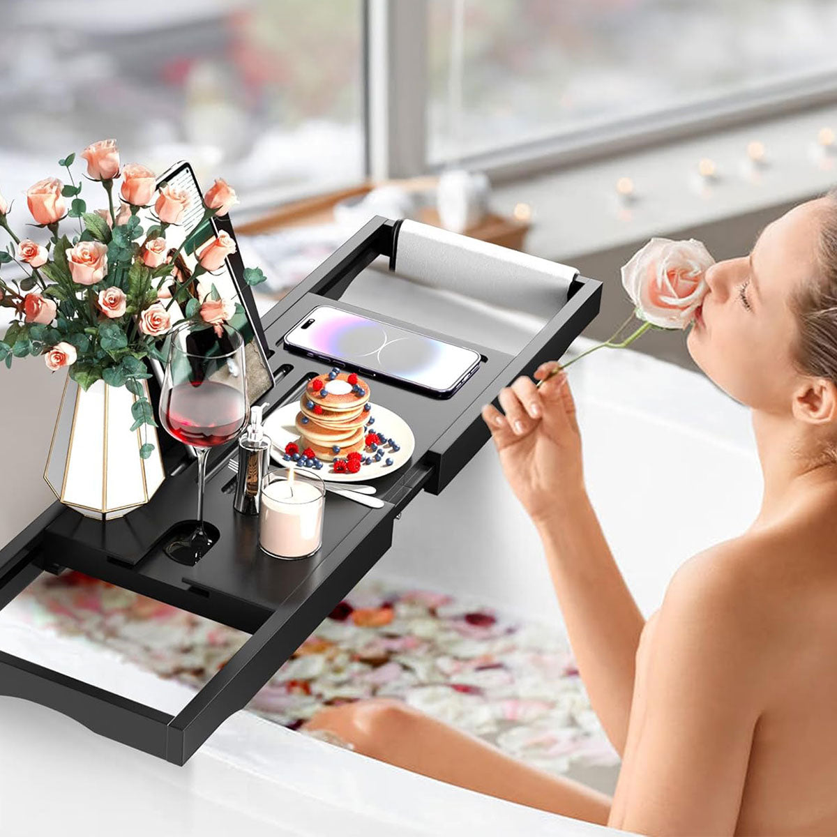 Expandable Anti-Slip Bathtub Storage Rack Adjustable Household Bath Shelf AU