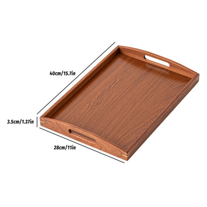 Chinese Style Wooden Rectangular Tea Tray with Handles