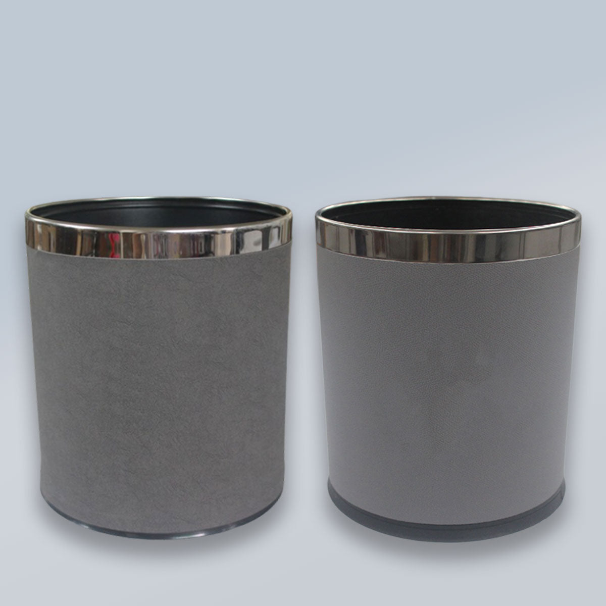 Leather Wastebasket with Metal Lining for Hotel and Office