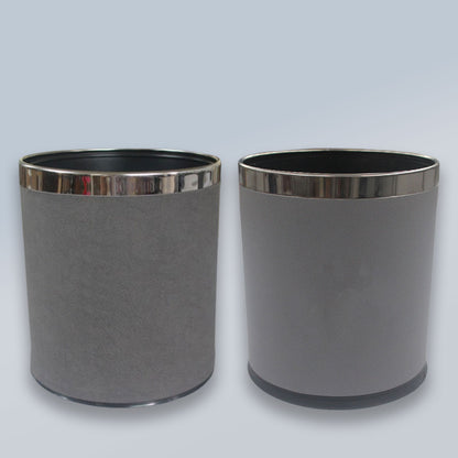 Leather Wastebasket with Metal Lining for Hotel and Office