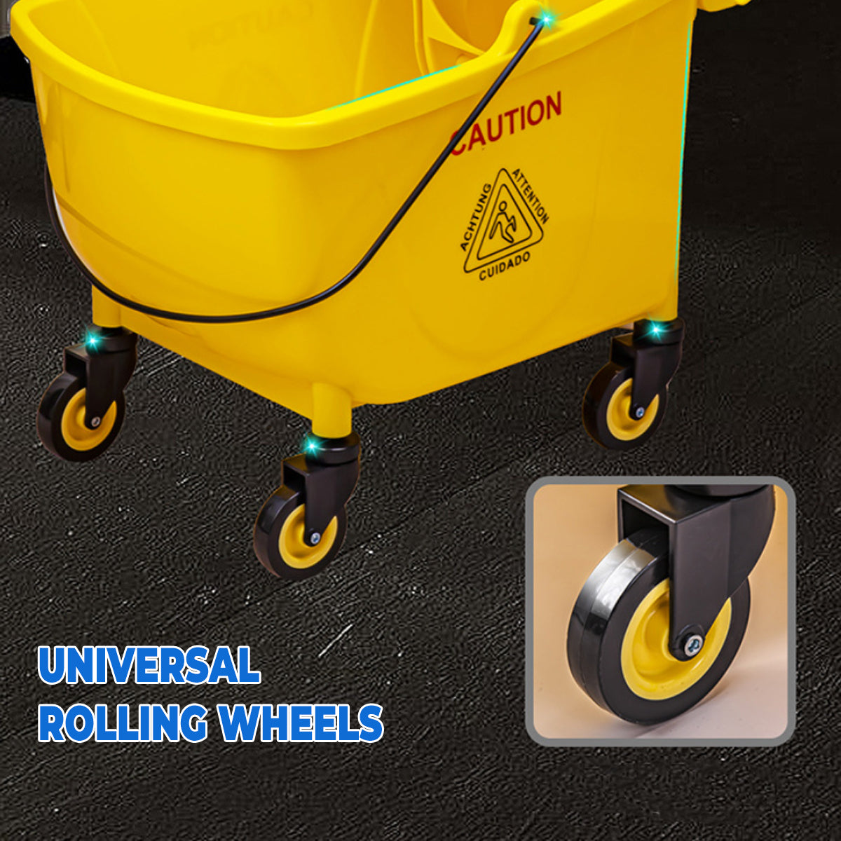 32L Wringer Mop Bucket with Mop Kit for Home Floor Cleaning