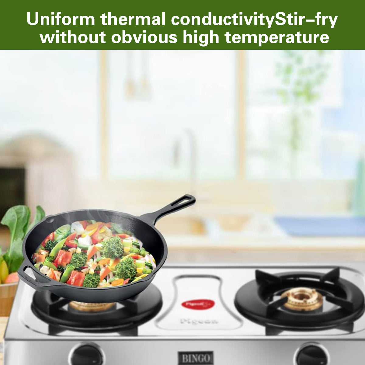 Cast Iron Frying Pan 30cm Skillet with Heat Resistant Handle