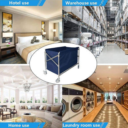 Folding Linen Trolley with Silent Wheels, Dry Wet Sorting