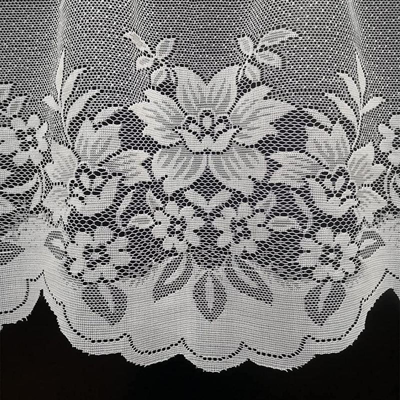 2PCS/Set White Lace Kitchen Home Window Cafe Curtain w Scallope Edge 160cm Wide