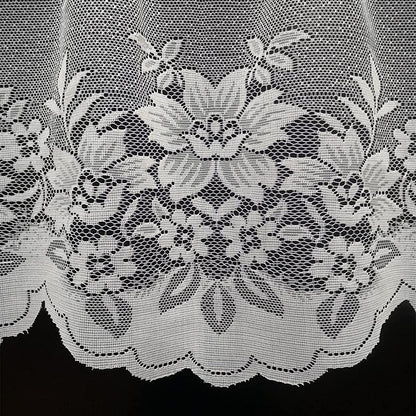 2PCS/Set White Lace Kitchen Home Window Cafe Curtain w Scallope Edge 160cm Wide