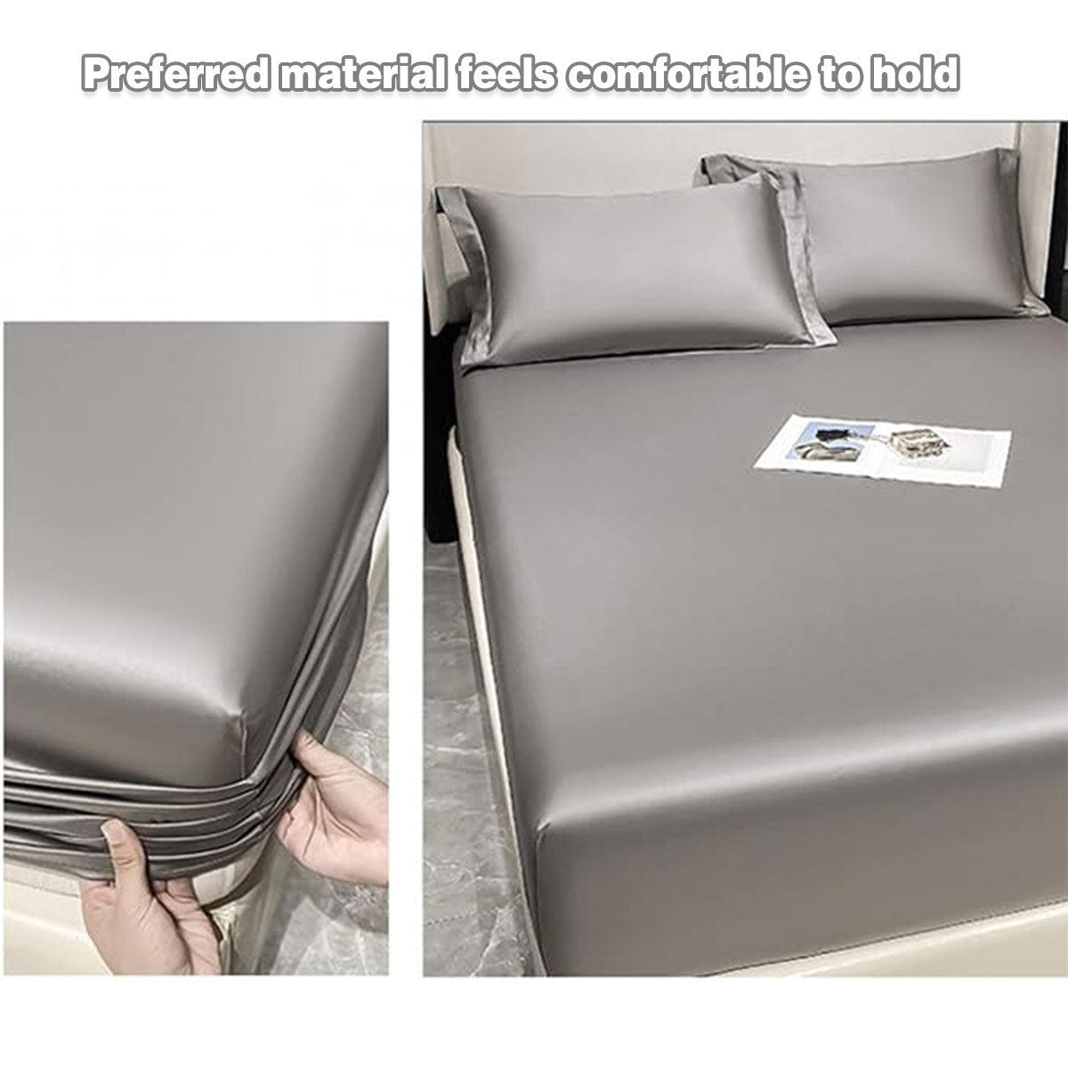 Ice Silk Bed Sheet Set 3 Piece Solid Color Summer Bedding Cover