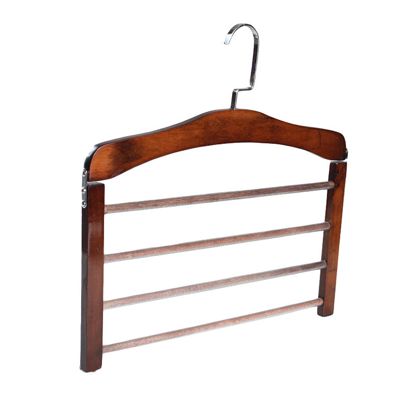 Multi Tier Wooden Trouser Rack Household Towel Rack Space Saving Pants Hanger