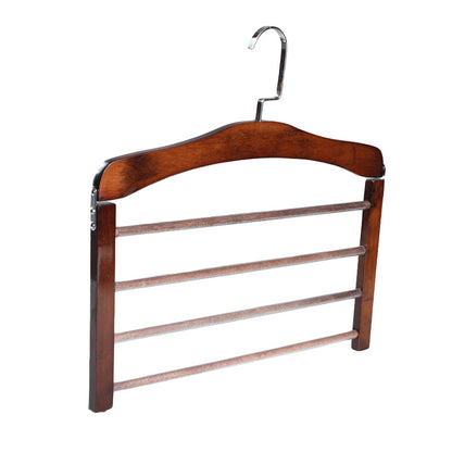 Multi Tier Wooden Trouser Rack Household Towel Rack Space Saving Pants Hanger