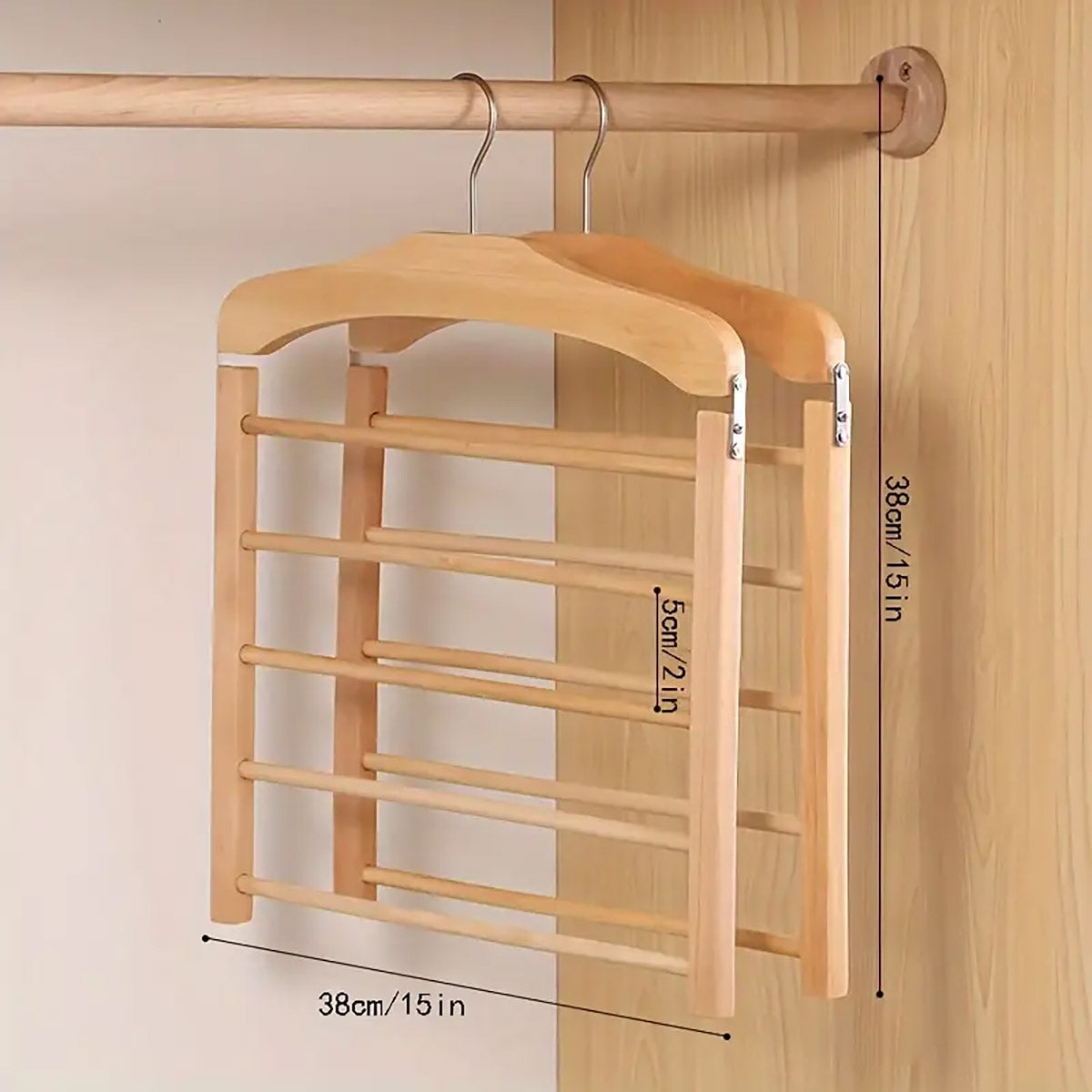 Multi Tier Wooden Trouser Rack Household Towel Rack Space Saving Pants Hanger