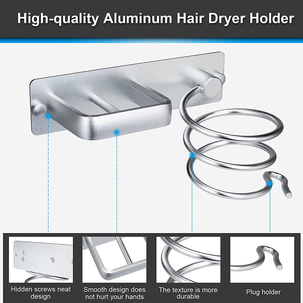 Wall Mounted Hair Dryer Holder Bathroom Storage Rack Curling Iron Organizer AU