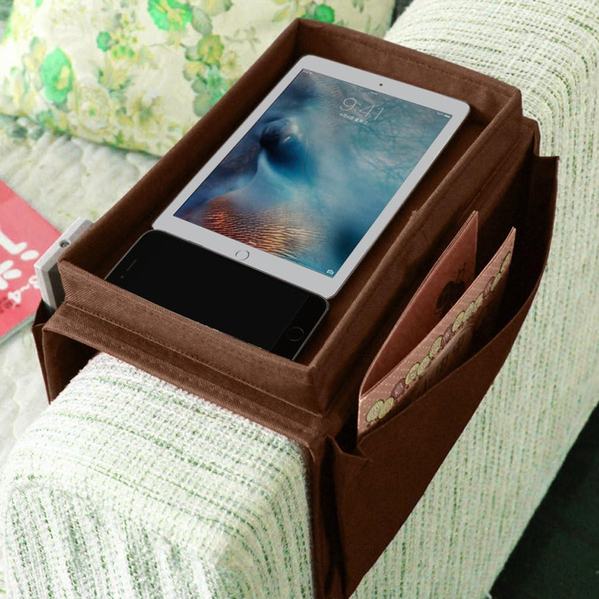 Sofa Hanging Storage Bag with Multi Pocket Remote Organizer