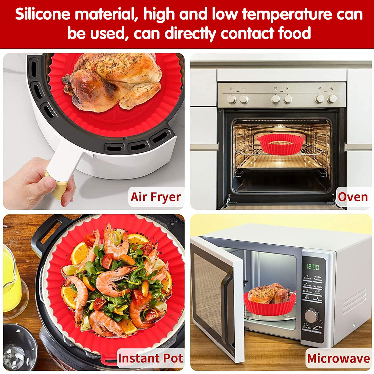 2PCS Silicone Air Fryer Baking Pan Round Household Tray Reusable Non Stick AU