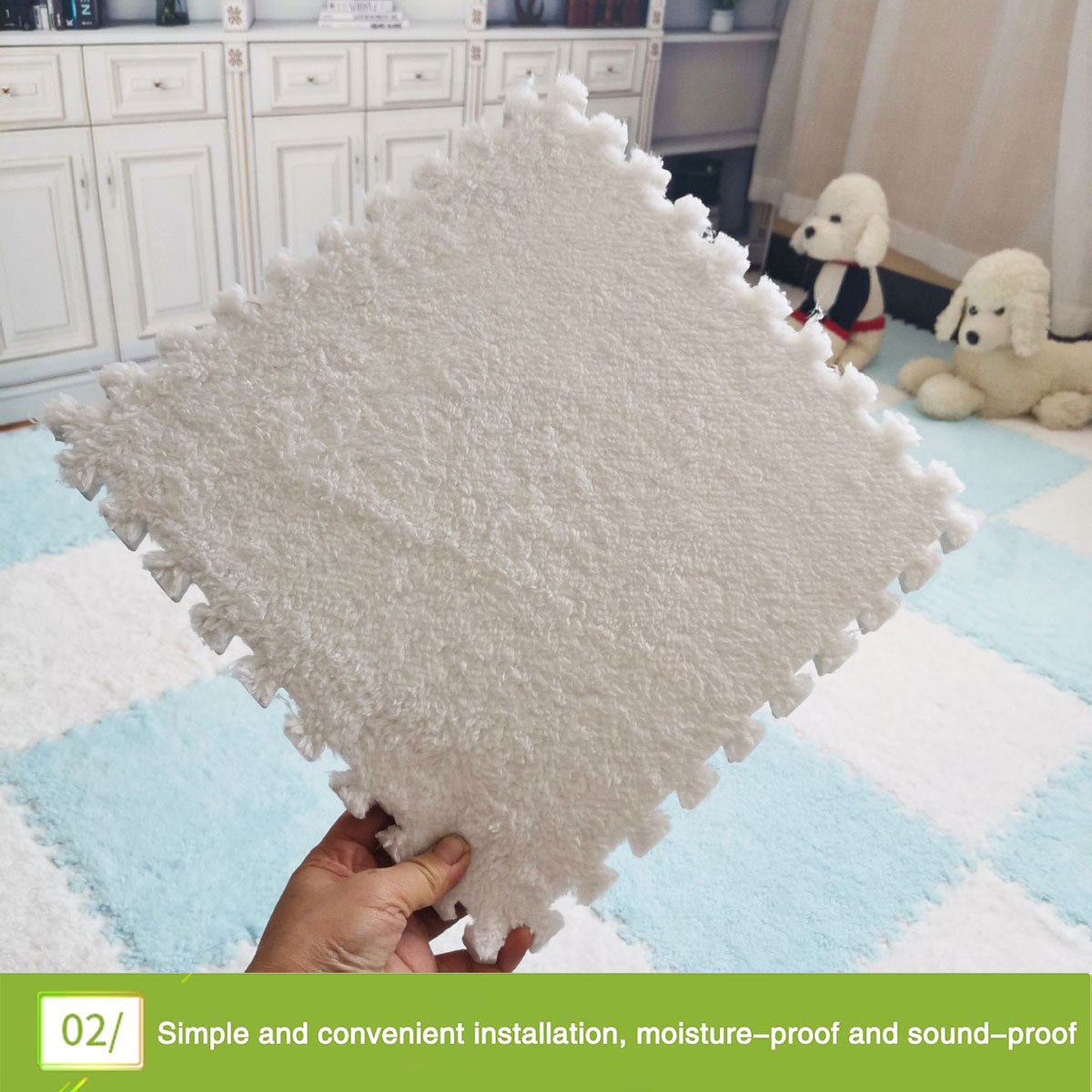 Square Carpet Set 12PCS Interlocking Foam Mats Soft Floor Pad