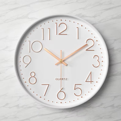12Inch Silent Wall Clock Decorative Simple Plastic Clock for Living Room Home