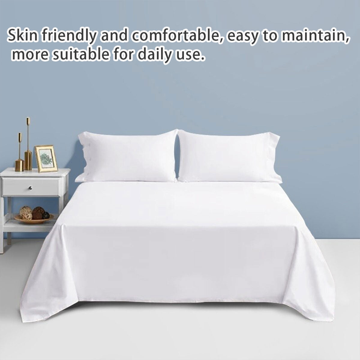 White Cotton Bed Sheet Hotel Quality Satin Weave