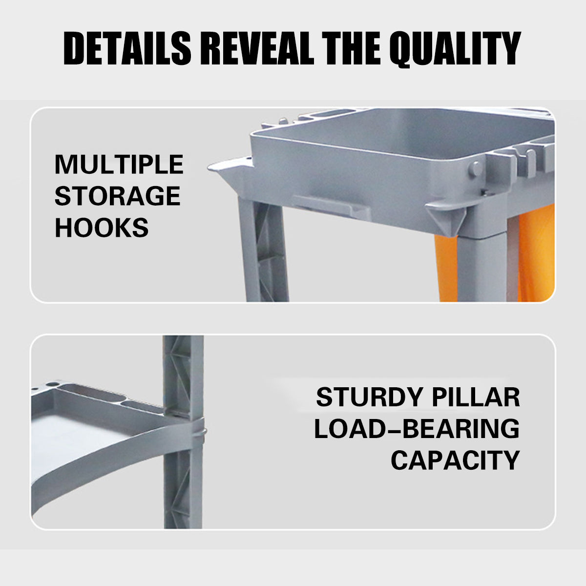 Multi-Functional Cleaning Trolley Cart with Hanging Bag