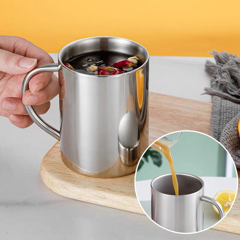 2PCS 380ML Stainless Steel Double Wall Cup Mugs Drinking Coffee Camping Travel