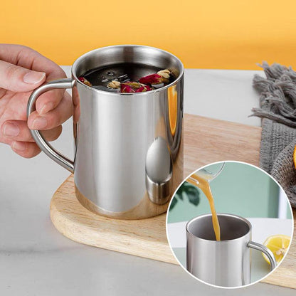 2PCS 380ML Stainless Steel Double Wall Cup Mugs Drinking Coffee Camping Travel