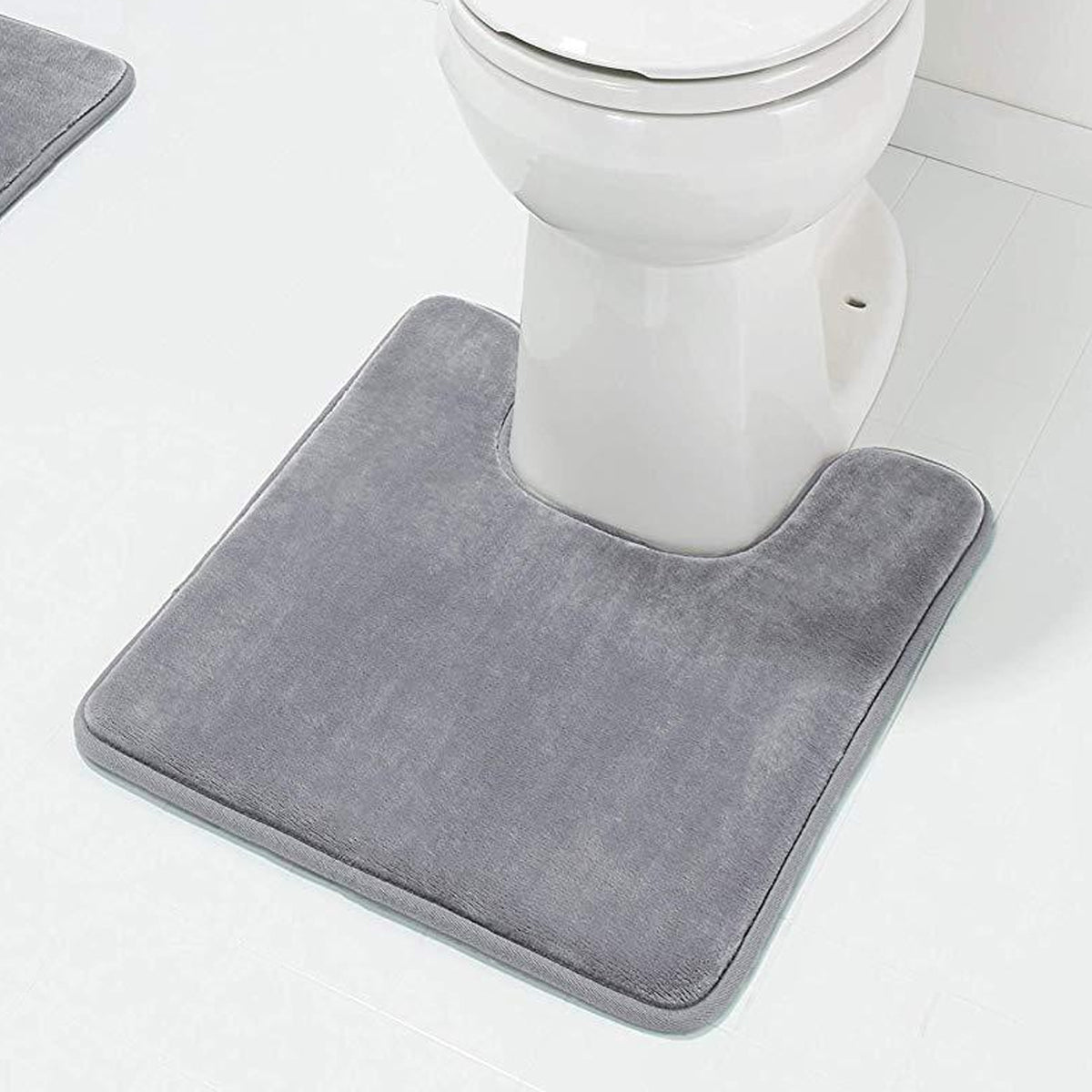 Memory Foam Water Absorbent Floor Mat Silver Grey Non-Slip