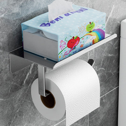 304 Stainless Steel Toilet Paper Holder Non-perforated Roll with Phone Rack AU