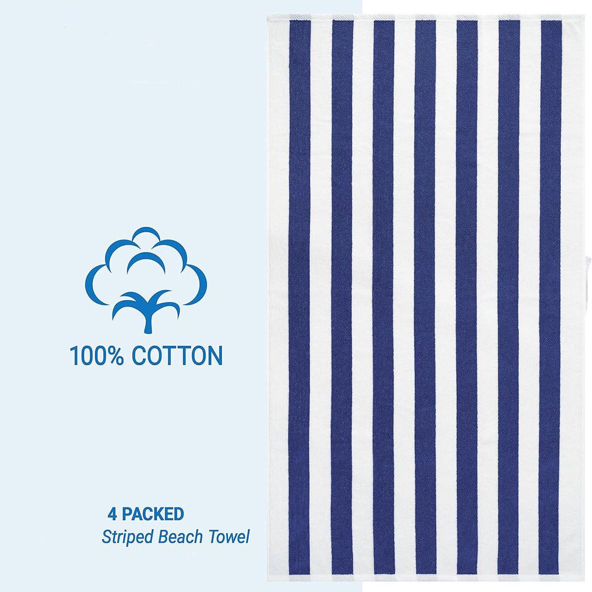 4pcs Striped Bath Towels 75x150cm Soft Absorbent Cotton Towels for Bathroom AU