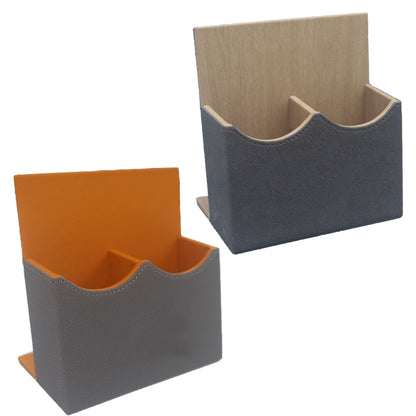 Leather Remote Control Holder Dual Compartment Caddy