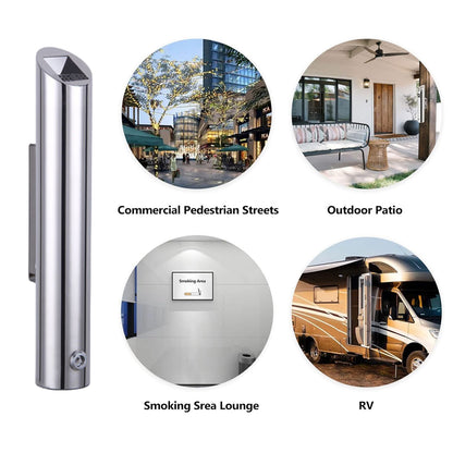 Wall Mounted Ashtray Stainless Steel 1.8L Floor Standing Vertical Trash Bin AU