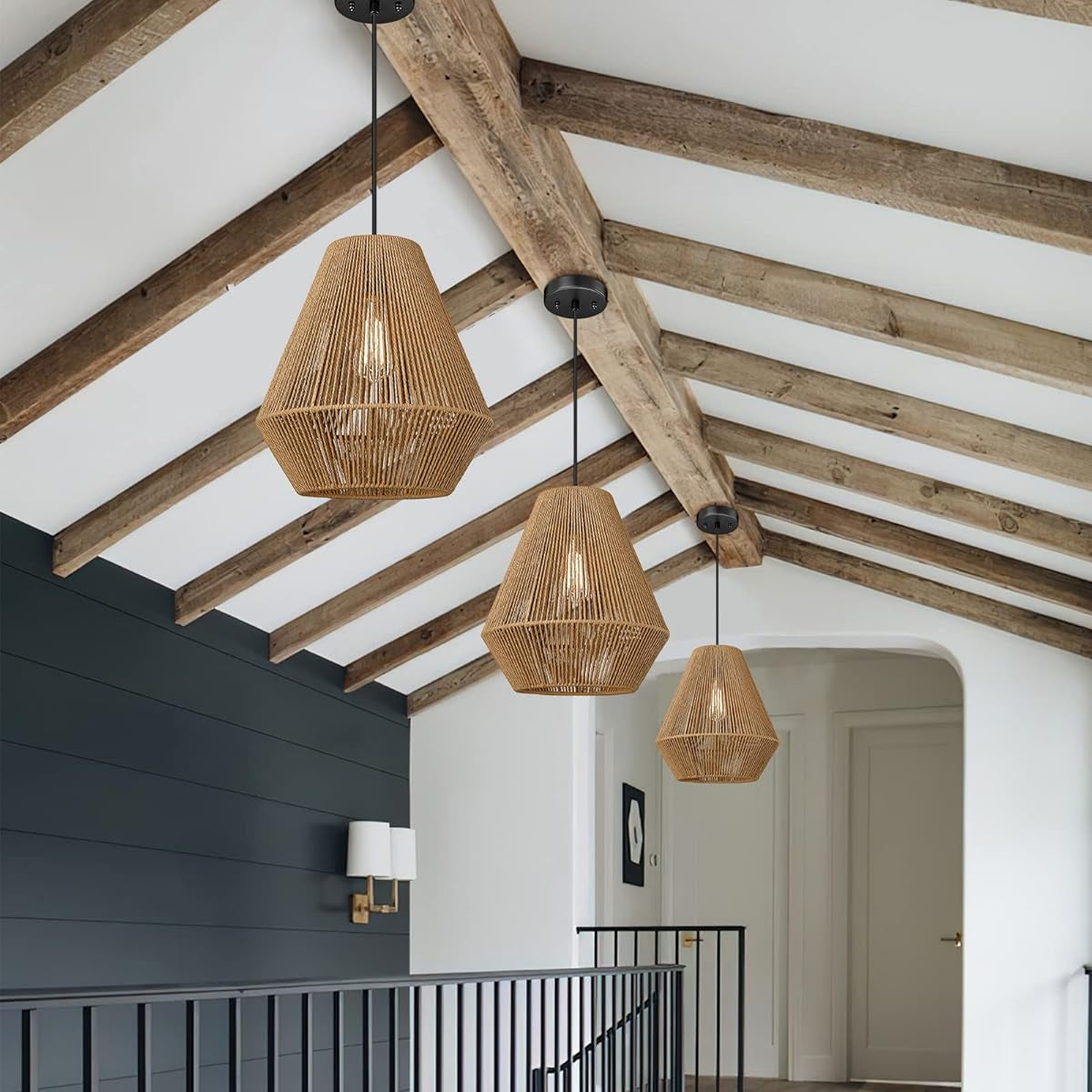 Braided Paper Rope Lampshade Chandelier Hanging Decoration for Lighting Decor