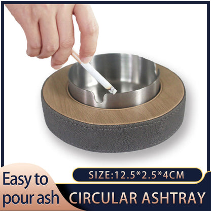 Leather Tissue Box Holder with Stainless Steel Ashtray