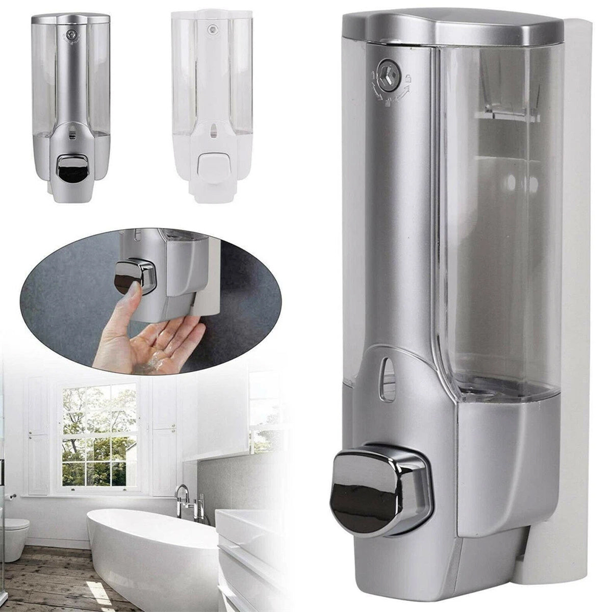 Wall-Mounted Manual Soap Dispenser 350ml Transparent ABS