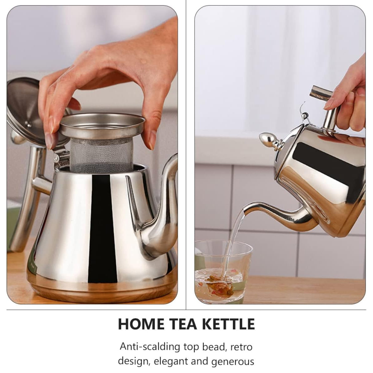 Thickened Stainless Steel Teapot Kettle with Built-in Strainer
