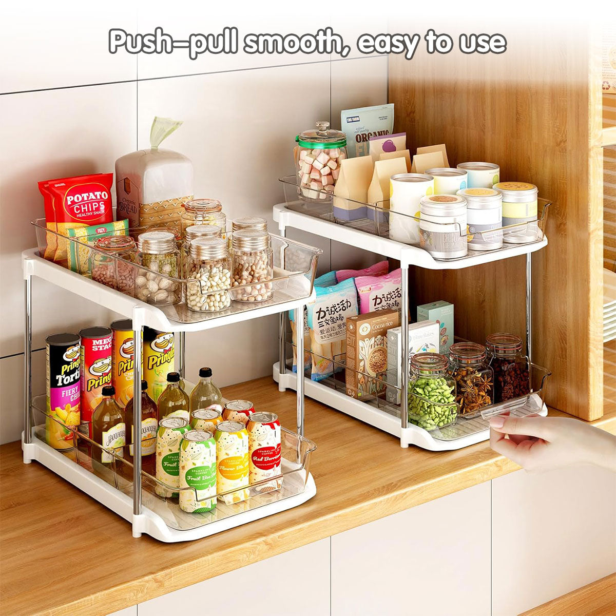 White Double Shelf Cosmetics Storage Box Desktop Organizer Stand