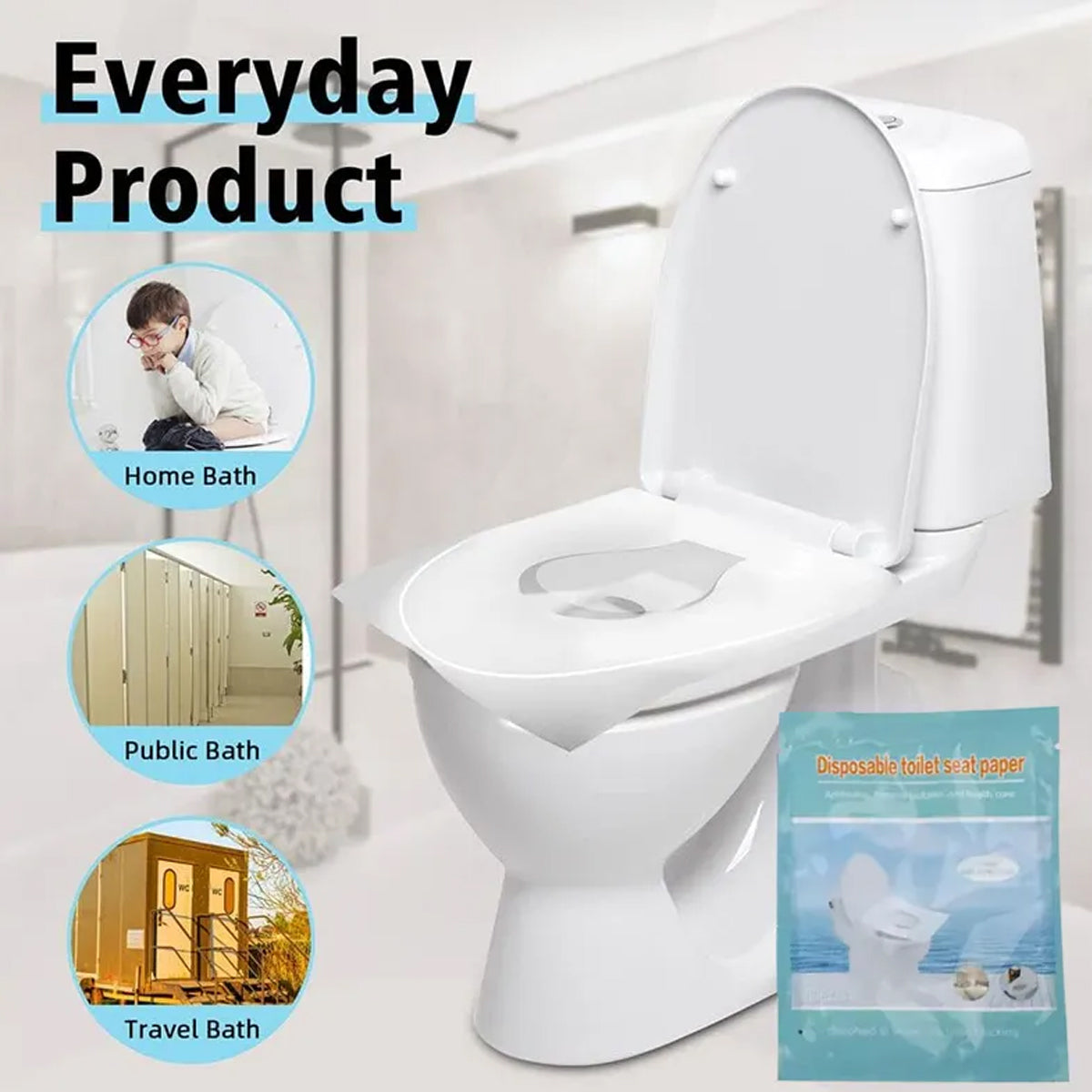 50 Pcs Dissolvable Disposable Toilet Seat Pads Travel Hotel