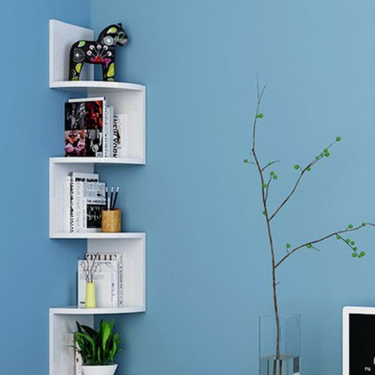 7 Tier Wall Mounted Corner Shelf Triangle Storage Rack Space Saving Organizer