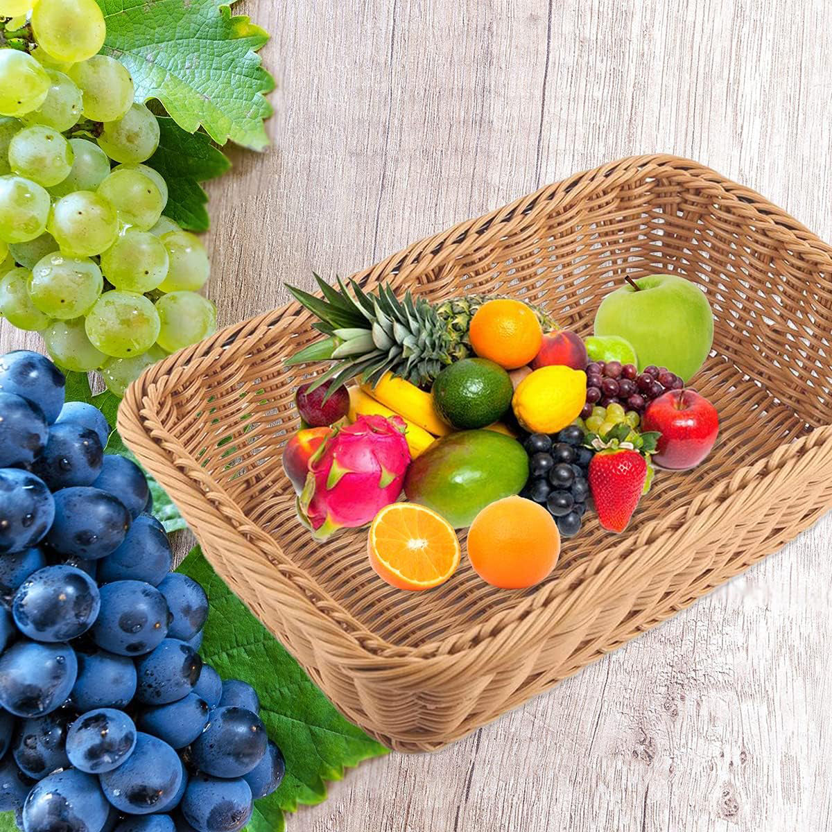 Hand Woven Rattan Tray Snack Serving Dish Hotel Fruits Pastry Plate Basket AU
