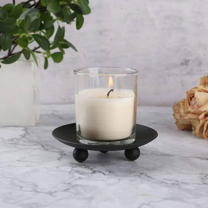 4pcs Iron Plate Candle Holder Aroma Base Tray for Decorative Candle Stand Set
