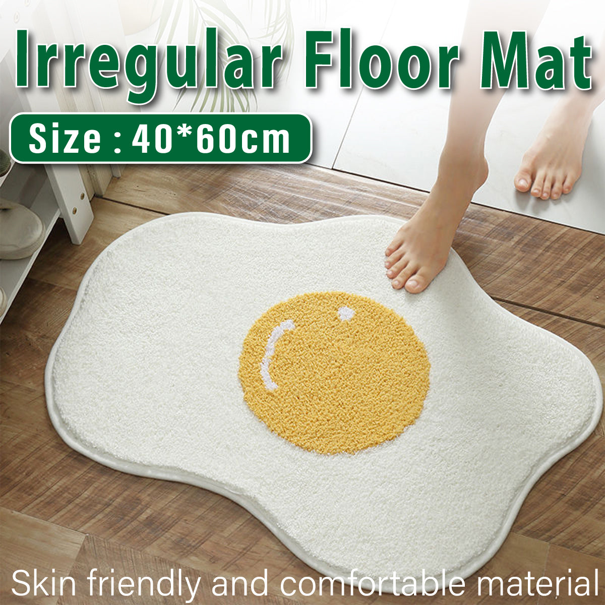 Irregular Fried Egg Shape Floor Mat Soft Imitation Wool Rug