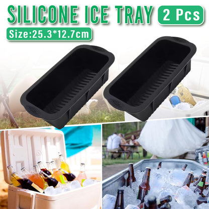 2PCS Reusable Silicone Ice Blocks Large Cube Tray for Drinks and Cocktails AU