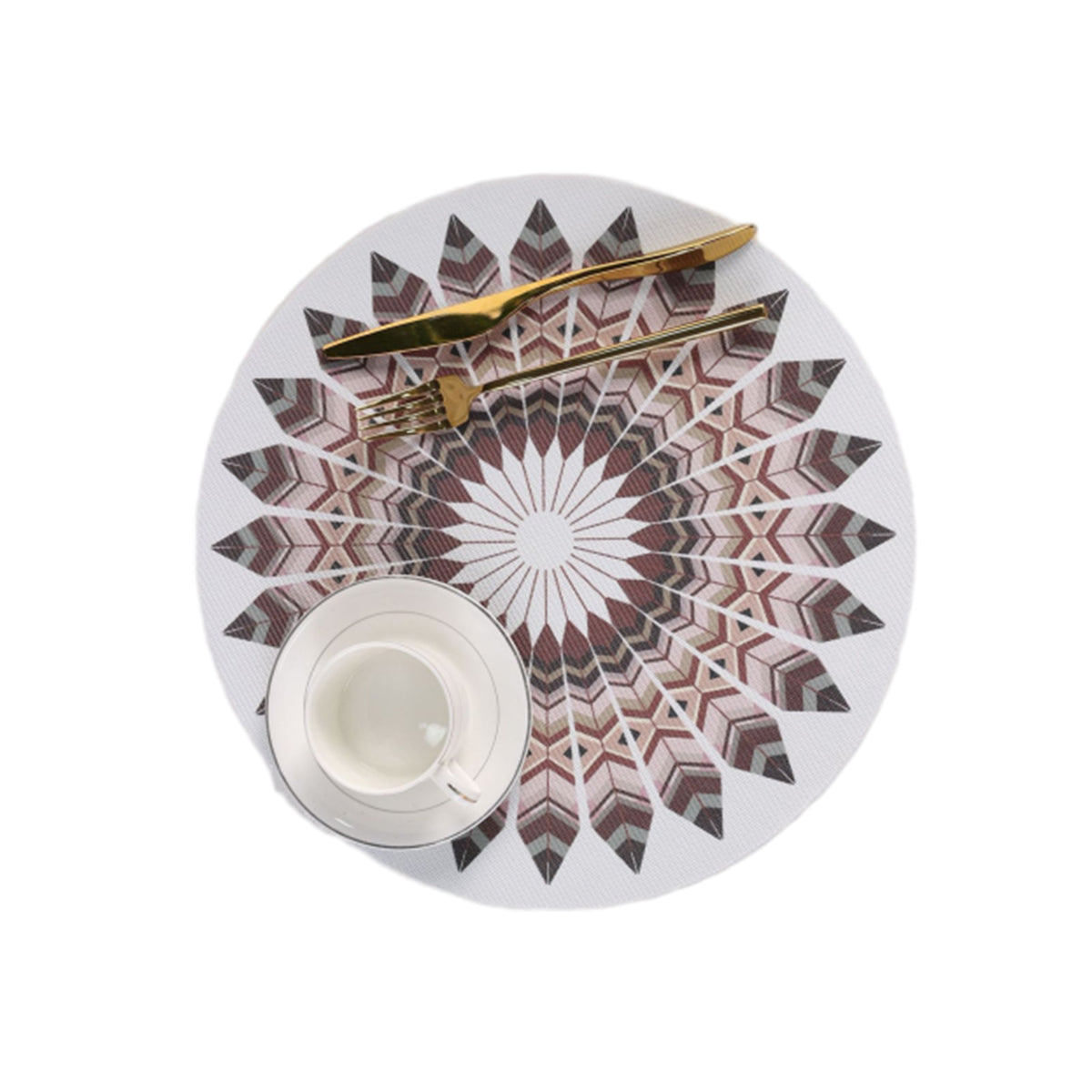 4PCS Bohemian Round Heat Resistant Dine Mat Anti Scalding Western Table Mat Set