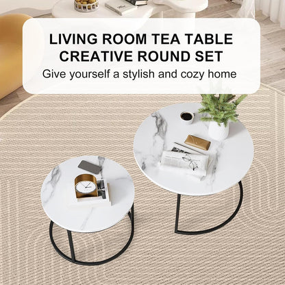 Round Tea Table Living Room Rock Plate for Home Coffee Table Modern Decor AU