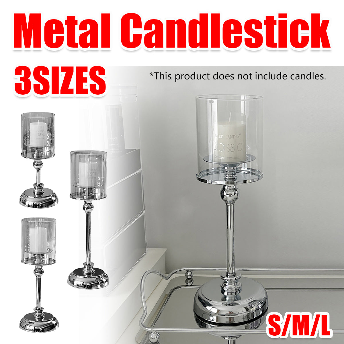 Metal Glass Candlestick Holder Decorative Table Ornaments Modern Home Decor
