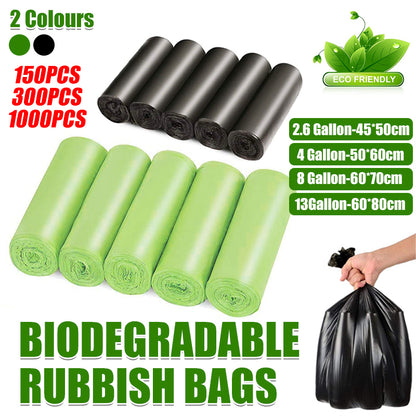150/300/1000PCS Biodegradable Bin Liners Kitchen Garbage Bags 2.6GL,4GL,8GL,13GL