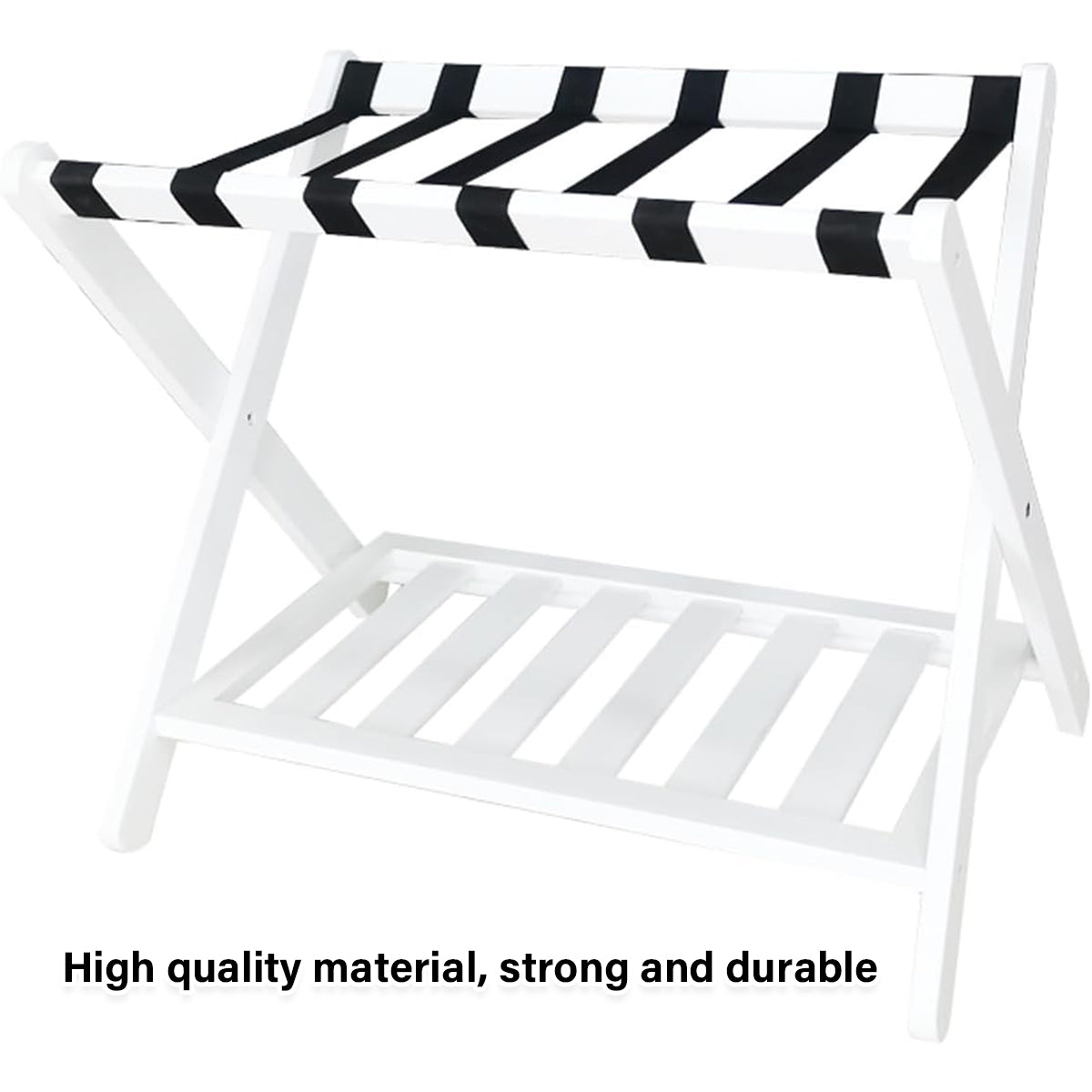 Bamboo Luggage Rack Foldable with Bottom Shelf for Guest Rooms