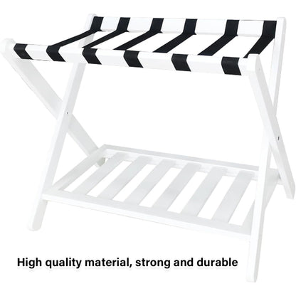 Bamboo Luggage Rack Foldable with Bottom Shelf for Guest Rooms