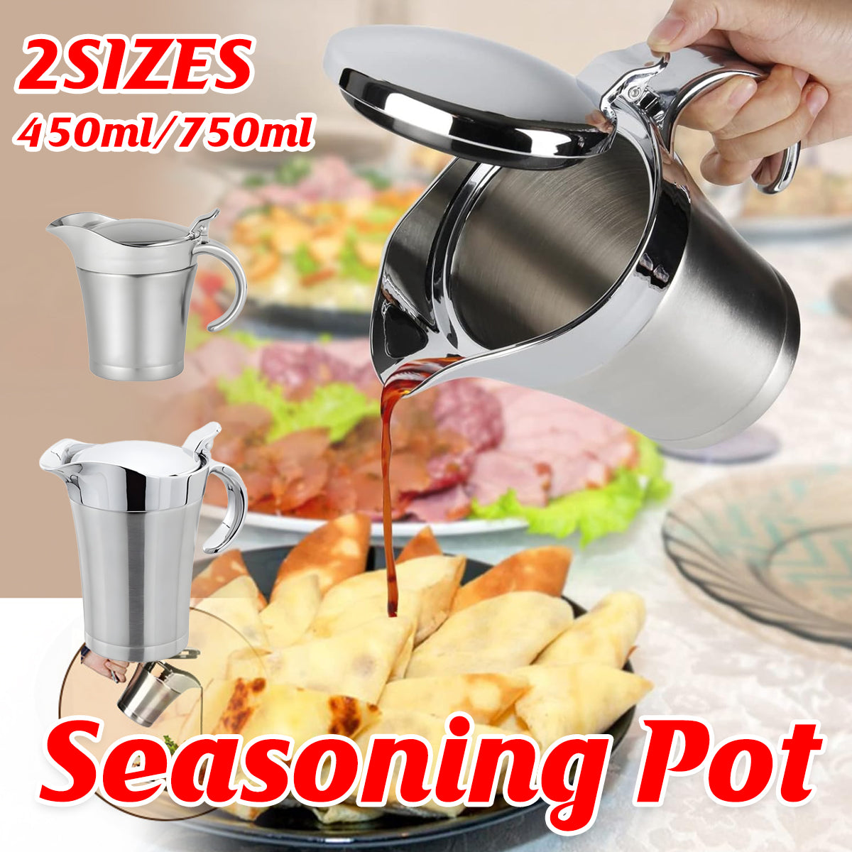 Stainless Steel Steak Sauce Pot Sauce Seasoning Pot Small for Gravy Kitchen