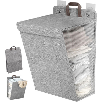 Foldable Wall Mounted Laundry Basket Breathable Mesh