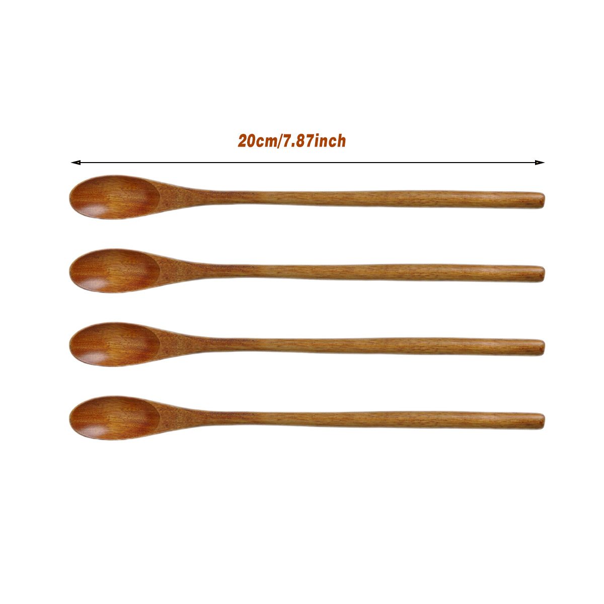 4PCS Japanese Wooden Long Handle Stirring Spoons for Coffee and Tea