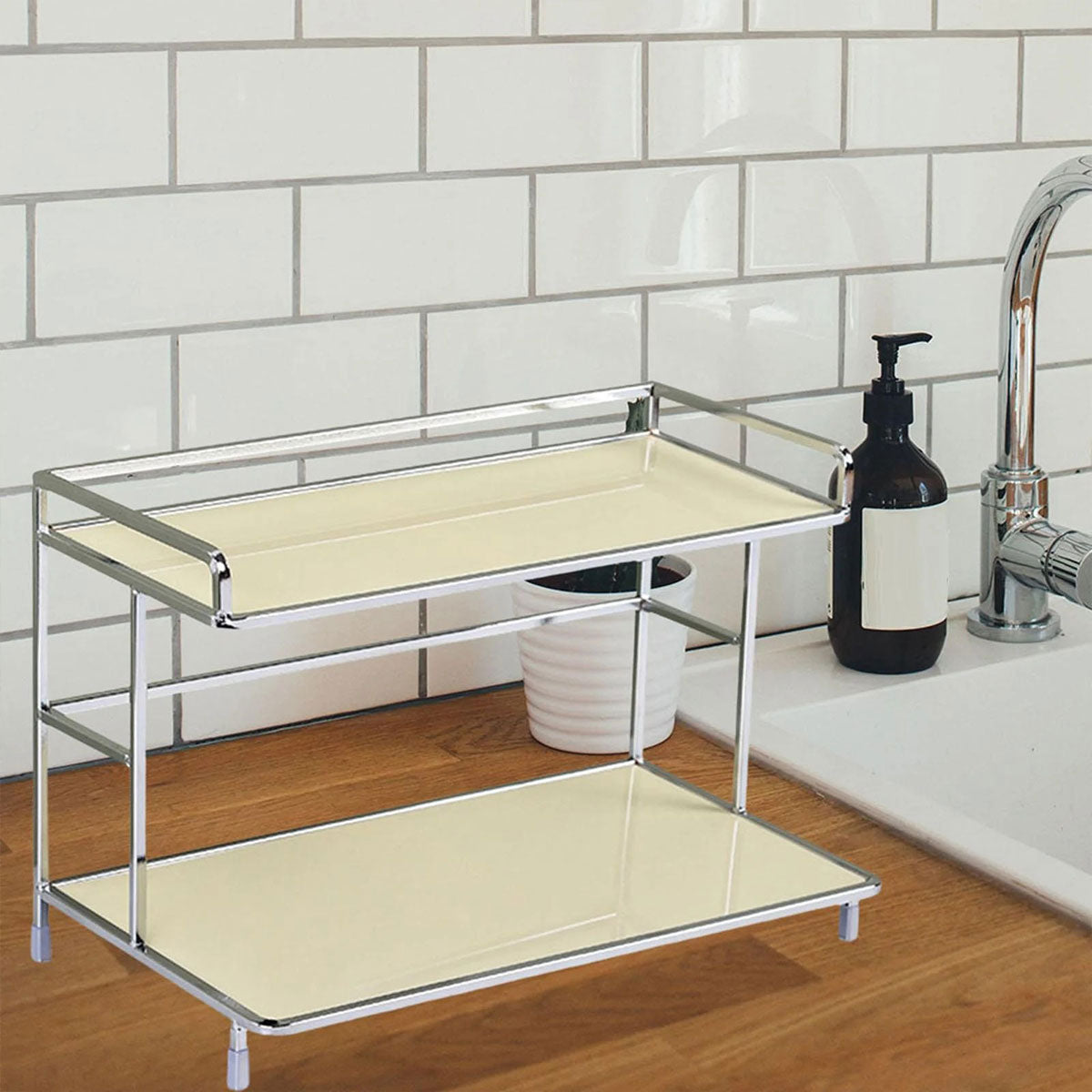 Kitchen Bathroom Desktop Storage Rack Water Cup Holder Cosmetic Iron Shelf  AU