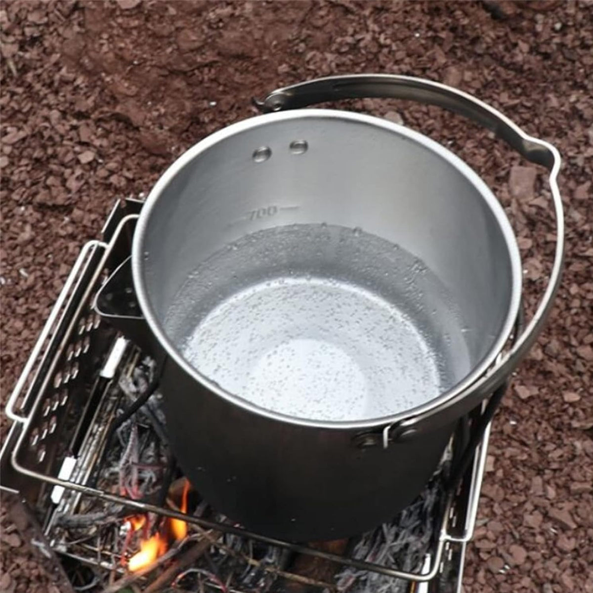 1.2L Stainless Steel Camping Kettle With Riveted Handle for Outdoor Picnic