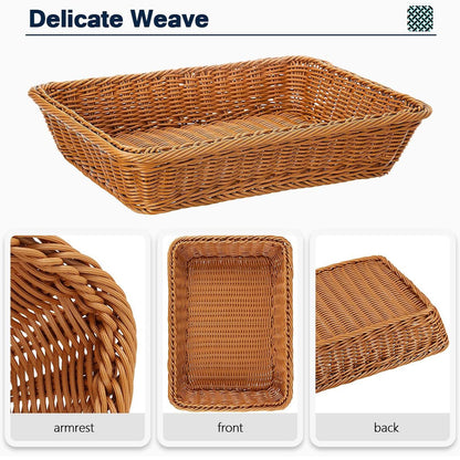 Hand Woven Rattan Tray Snack Serving Dish Hotel Fruits Pastry Plate Basket AU